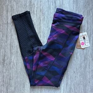 Shape Black/Purple/Pink Geometric Side Pockets Running Tight Leggings Size Small